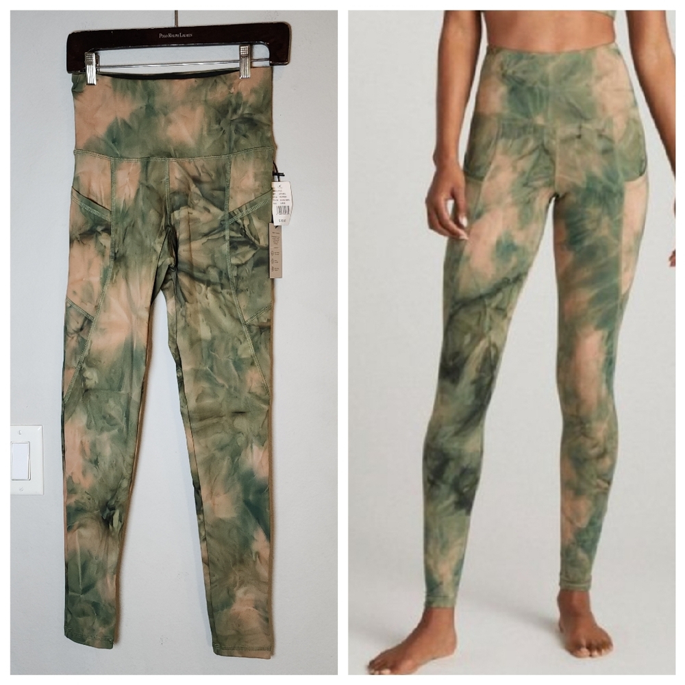 NWT Strut This Green Blush Swirl Ankle Leggings Size Large (Looks To Run Small)